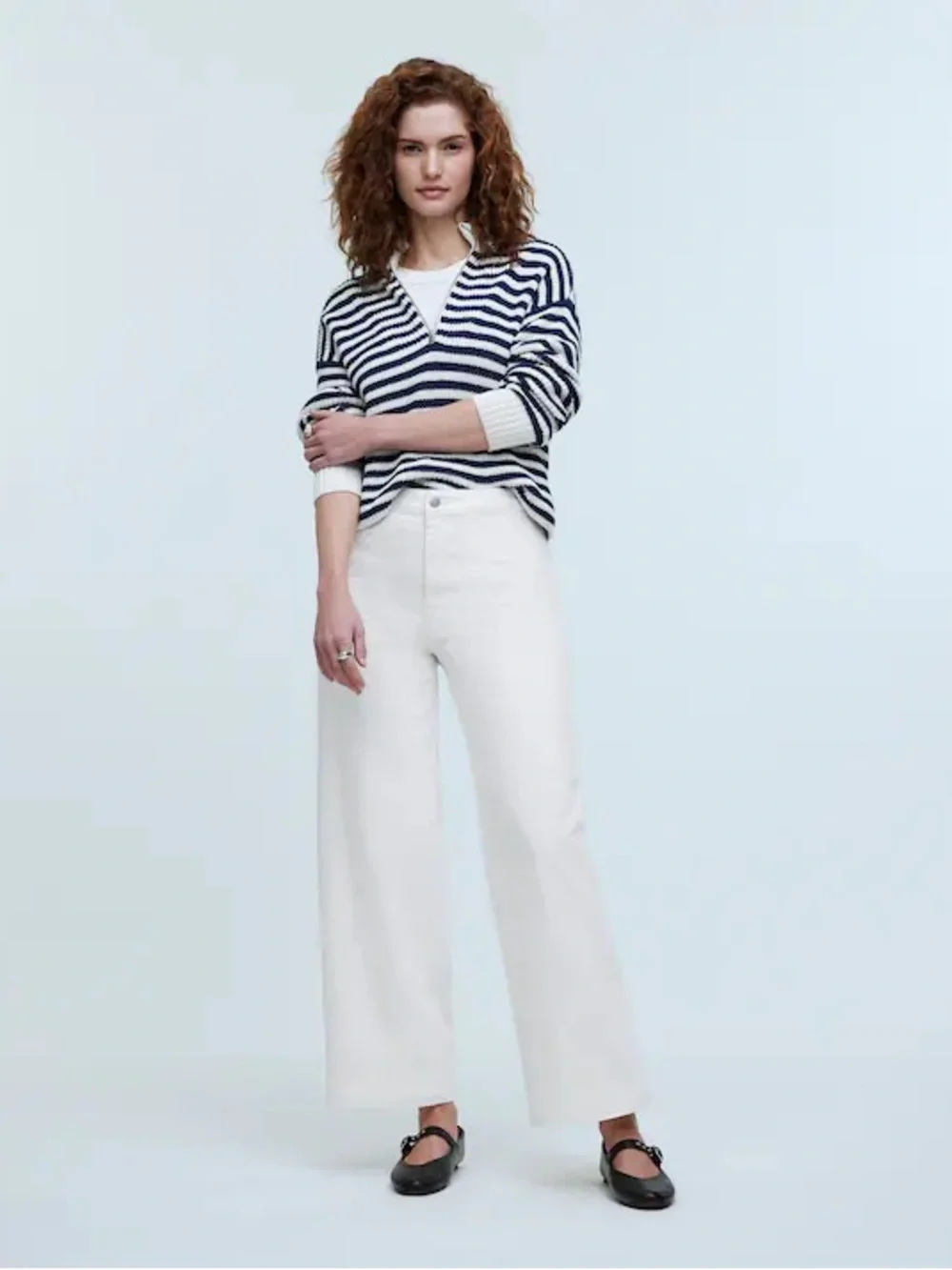 Madewell The Curvy Emmett Jeans Petite Wide Leg High Rise Crop White NWT size 33